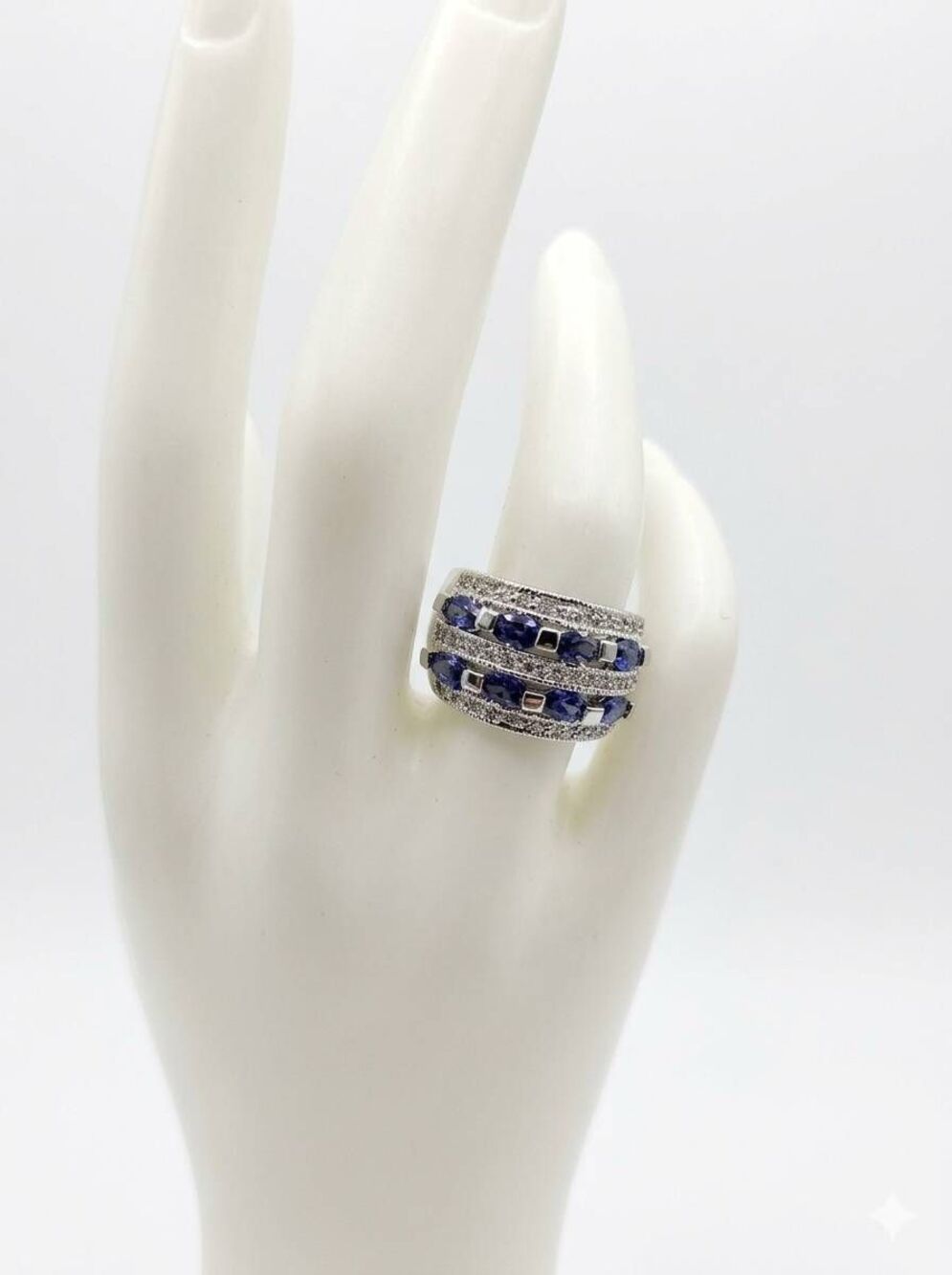 ☔️🩵Premier Majesty Purple Blue Crystal Cubic Zirconia Statement Ring Size 7